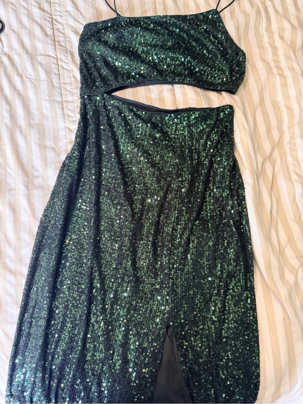 Lulu's Emerald Green Sequin Asymmetrical Cutout Dress